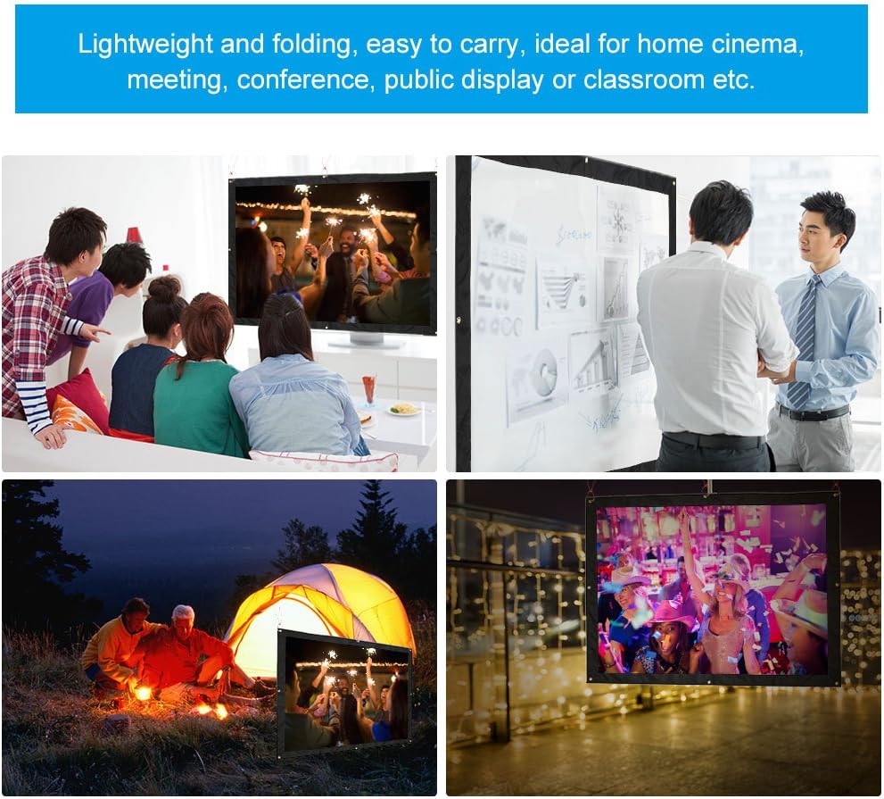 16:9/4:3 HD Matte White Projector Screen Portable Folded Home Theater Cinema Projection Screen With Eyelets For HDTV/Sports/Movies/Presentations (Design : 16:9, Size : 150-inch) - Image 5