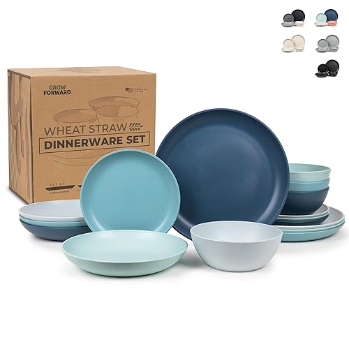 Grow Forward 16-piece Premium Wheat Straw Dinnerware Sets for