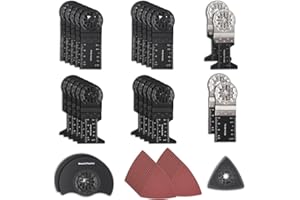 Noliven 57 Pcs Oscillating Blades, High Speed Steel Multitool Blades, Metal Quick Release Oscillating Tool Blades Set, Wood M