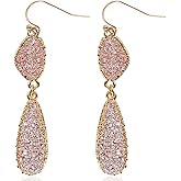 Simulated Druzy Dangle Earrings for Women - Gold, Silver, or Rose Gold Tone Boho Earrings for Women