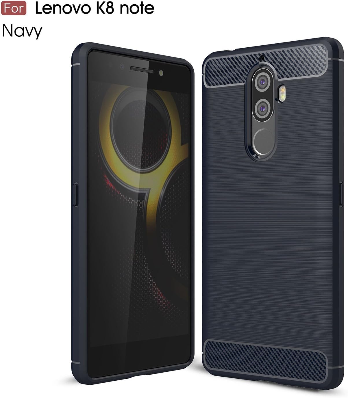 Guran® Case For Lenovo K8 Note High Impact Shockproof Resistant Protective Case carbon fiber Design Soft silicone TPU phone Cover (Navy Blue)