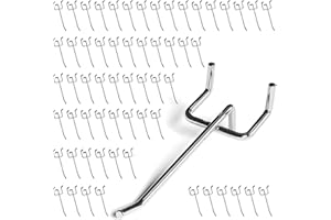 JEAWIWI 60 Pack 4 Inch Metal Pegboard Hooks, Fit 1/4 in and 1/8 in Peg Board Organizer Accessories, for Hanging Storage, Garages, Tool Sheds, Basements