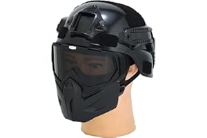 PLOOTA Tactical Airsoft Helmet with Detachable Goggles and Full Face Mask: Military Grade Gear for Paintball and Airsoft