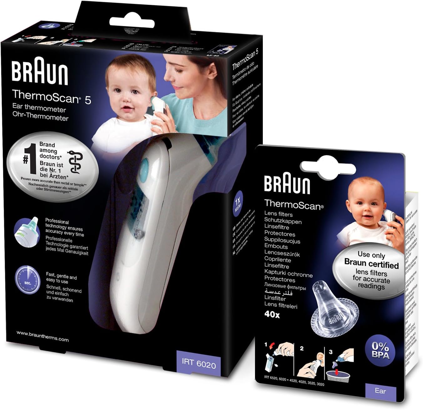 Braun Thermoscan 5 Termómetro digital auricular + 40 protectores de lente Amazon.es Salud y