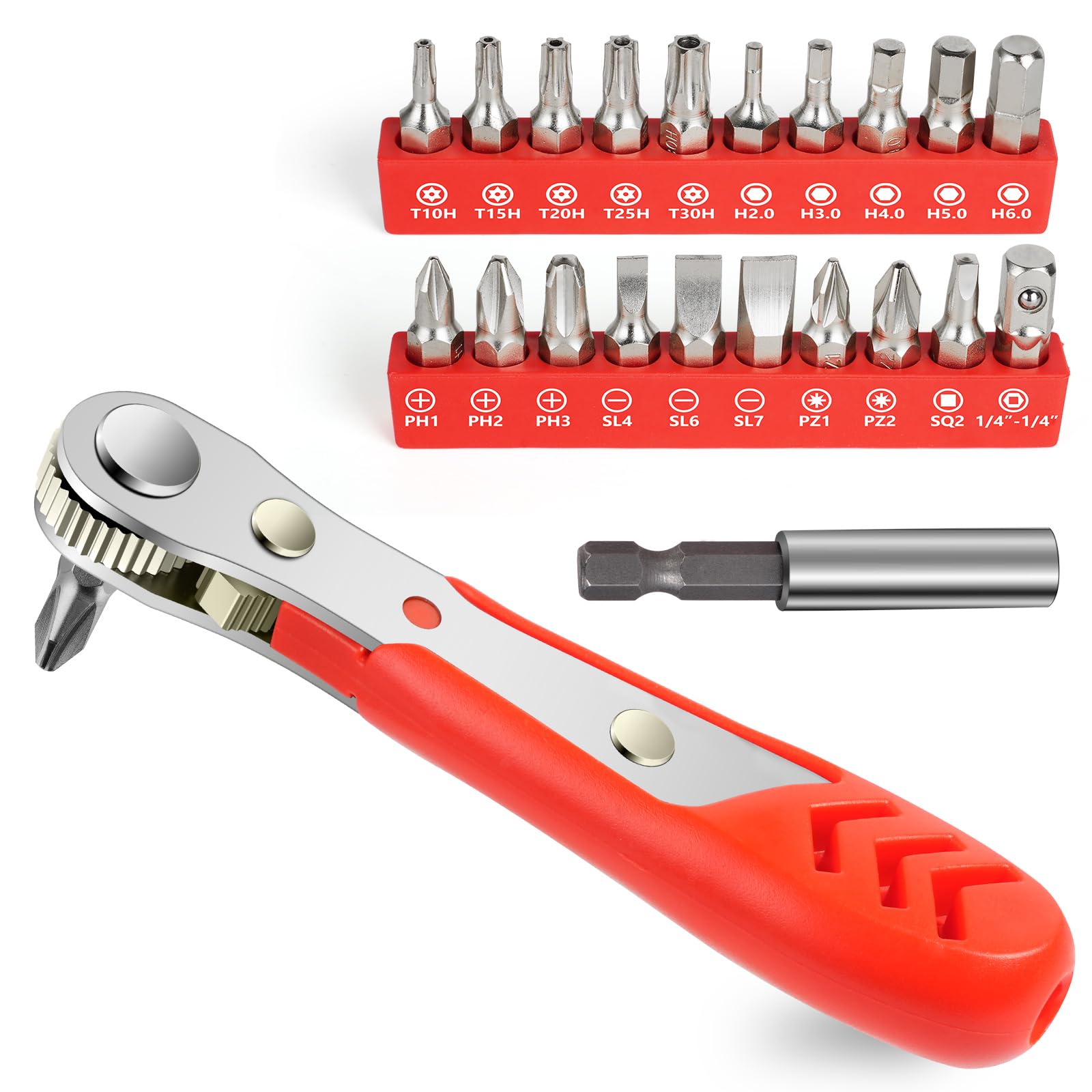 Photo 1 of OSDUE Mini Ratchet Wrench Screwdriver Bit Set, 22 PCS Ratchet Screwdriver Set 1/4 Ultra Low Profile Micro Socket Set, High Torque Offset Reversible Screwdriver,w/Phillips, Hex for Tight Spaces