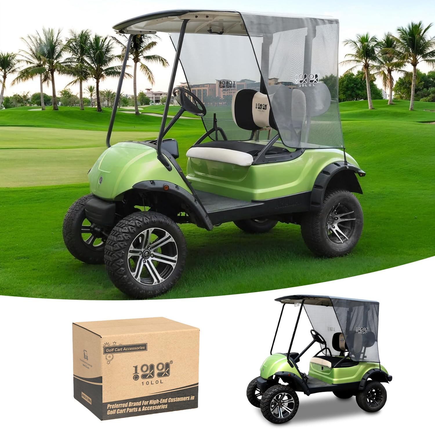 10L0L 2 Passenger Golf Cart Sunshade Cover for Yamaha G29, Foldable Sun Shade Blocks Heat and Sun Keeps Your Cart Cool in The Hot Summer