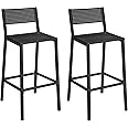 VASAGLE Bar Stool Set of 2, Bar Chairs for Kitchen, Dining Room, Industrial, Charcoal Gray and Black ULBC070B22