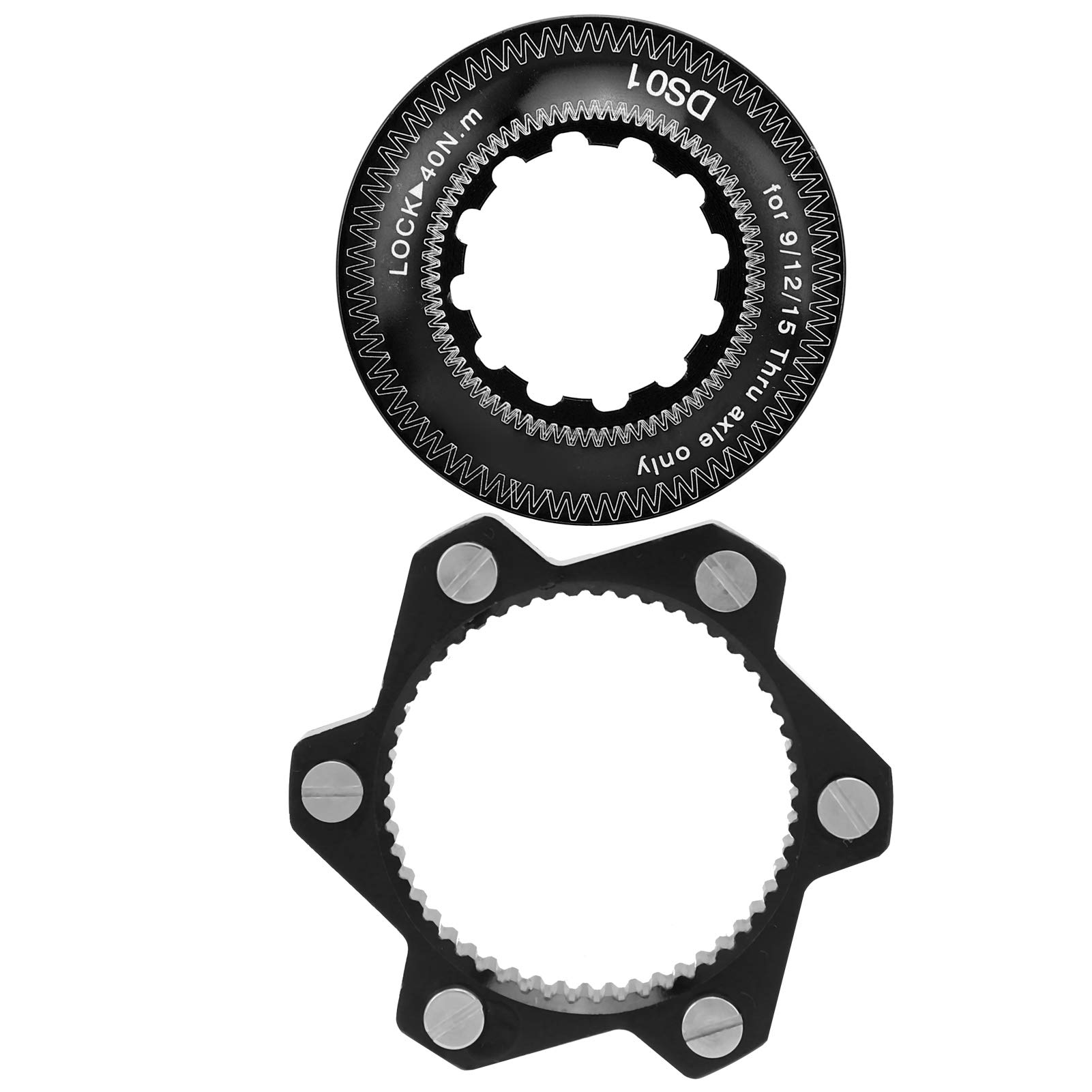 AYNEFY 44mm bike Six Spike Disc Brake Centre Lock 6 Bolt Disc Rotor Adapter Set Central Lock Disc Plate Medium Lock Converter Seat, Universal Model Aluminium Alloy 52x18mm (Black)