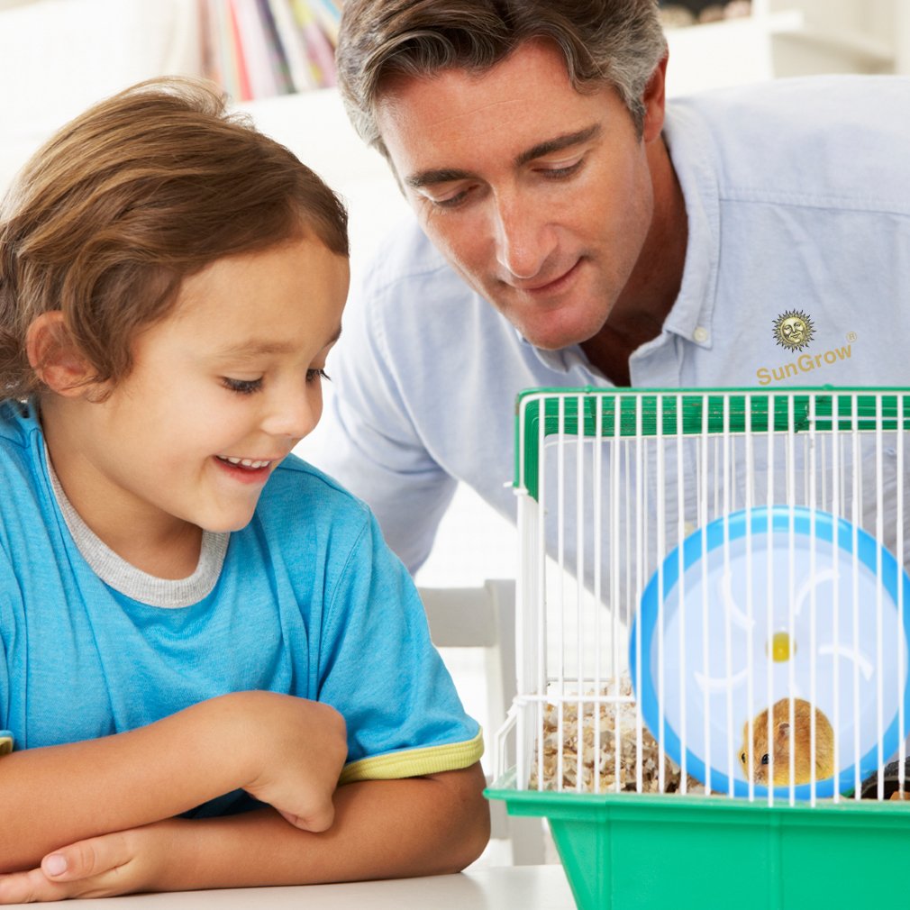 Fun Spinner Wheel for Small Pets -- Durable and Comfortable Spinning Exercise Toy from SunGrow - As Quiet as Library - Convenient 7” Diameter Perfect for Hamsters, Gerbils, Mice and Guinea Pigs