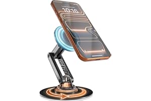 COOPER Mag360, Desktop MagSafe Stand for iPhone 17 Pro Max (16/15/14/13/12), Magnetic Phone Holder for Desk, 360° Rotating, Height Adjustable, Magnetic Phone Stand for Desk, with Metal Ring (Black)