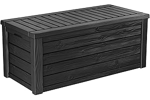 Keter Westwood 150 Gallon Resin Large Outdoor Storage Box for Patio Furniture, Outdoor Cushions, Garden Tools and Pool Floats, Dark Grey