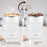 Aolieh Travel Mug 380 ml Stainless Steel Insulated Cup with Lid White view 3
