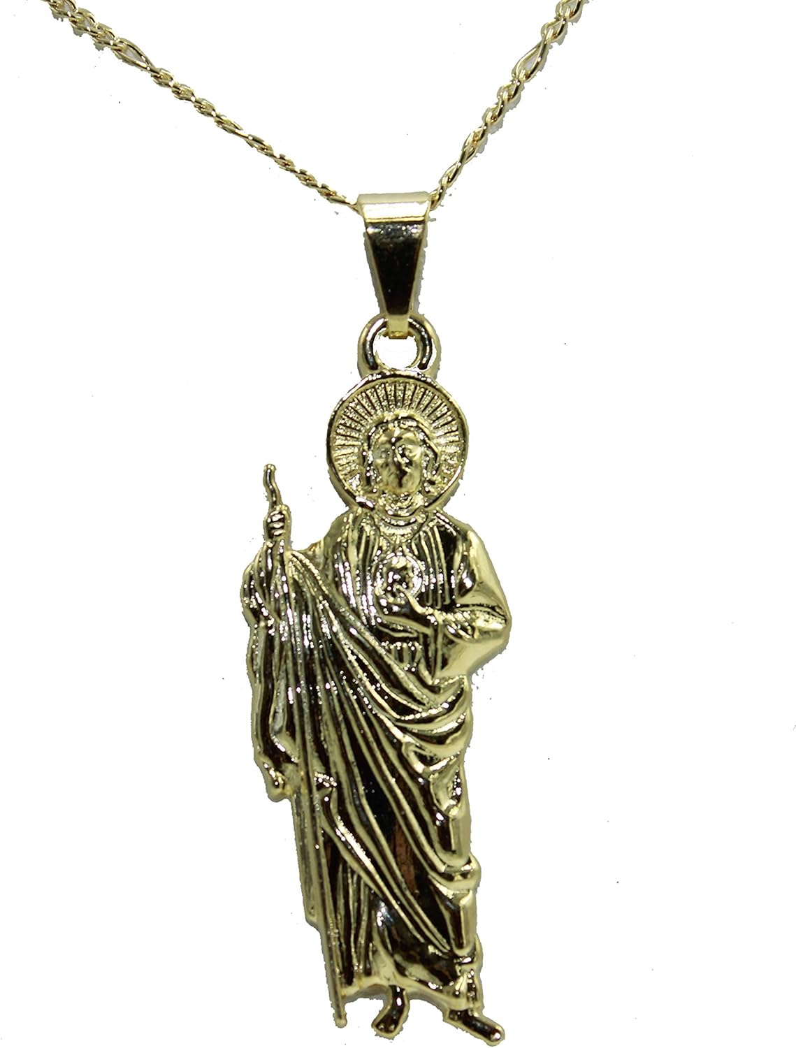 Amazon Com Diamantados Of Florida San Judas Tadeo St Jude Thaddeus 18k Gold Plated With 22 Inch Chain Jewelry