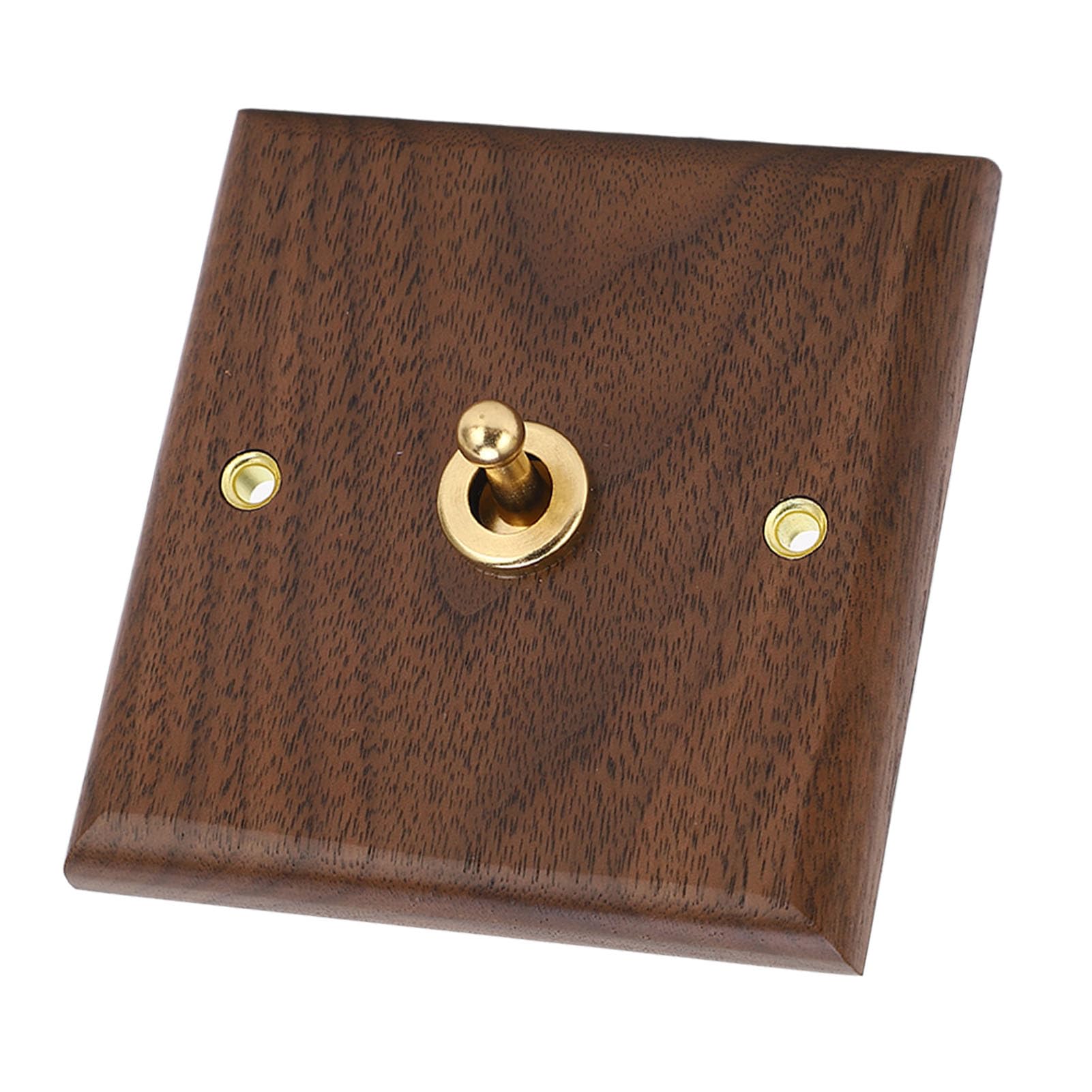 Vintage Black Walnut and Brass Walnut Single Toggle Wall Switch - Toggle Light Switch for Home Mount
