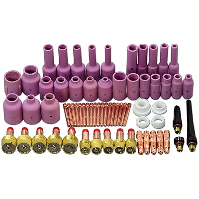 TIG Gas Lens Back Cap Collet Body Assorted Size Kit Fit QQ300 PTA DB SR WP 17 18 26 TIG Welding Torch 67pcs