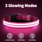 PcEoTllar Light Up Dog Collar Rechargeable Waterproof Pink Size S view 5