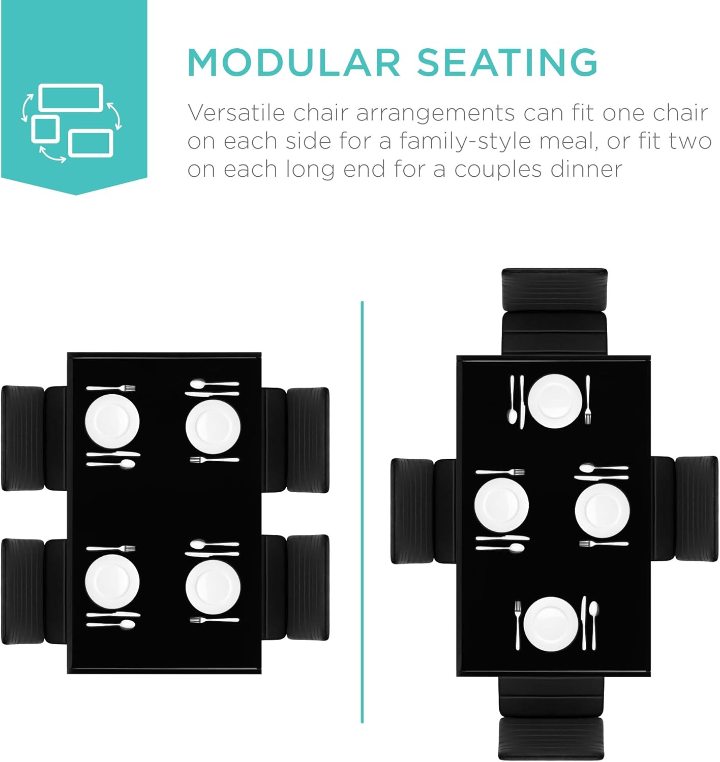 Best Choice Products 5-Piece Kitchen Dining Table Set for Dining Room, Kitchen, Dinette, Compact Space w/Glass Tabletop, 4 Faux Leather Metal Frame Chairs - Black - Table & Chair Sets