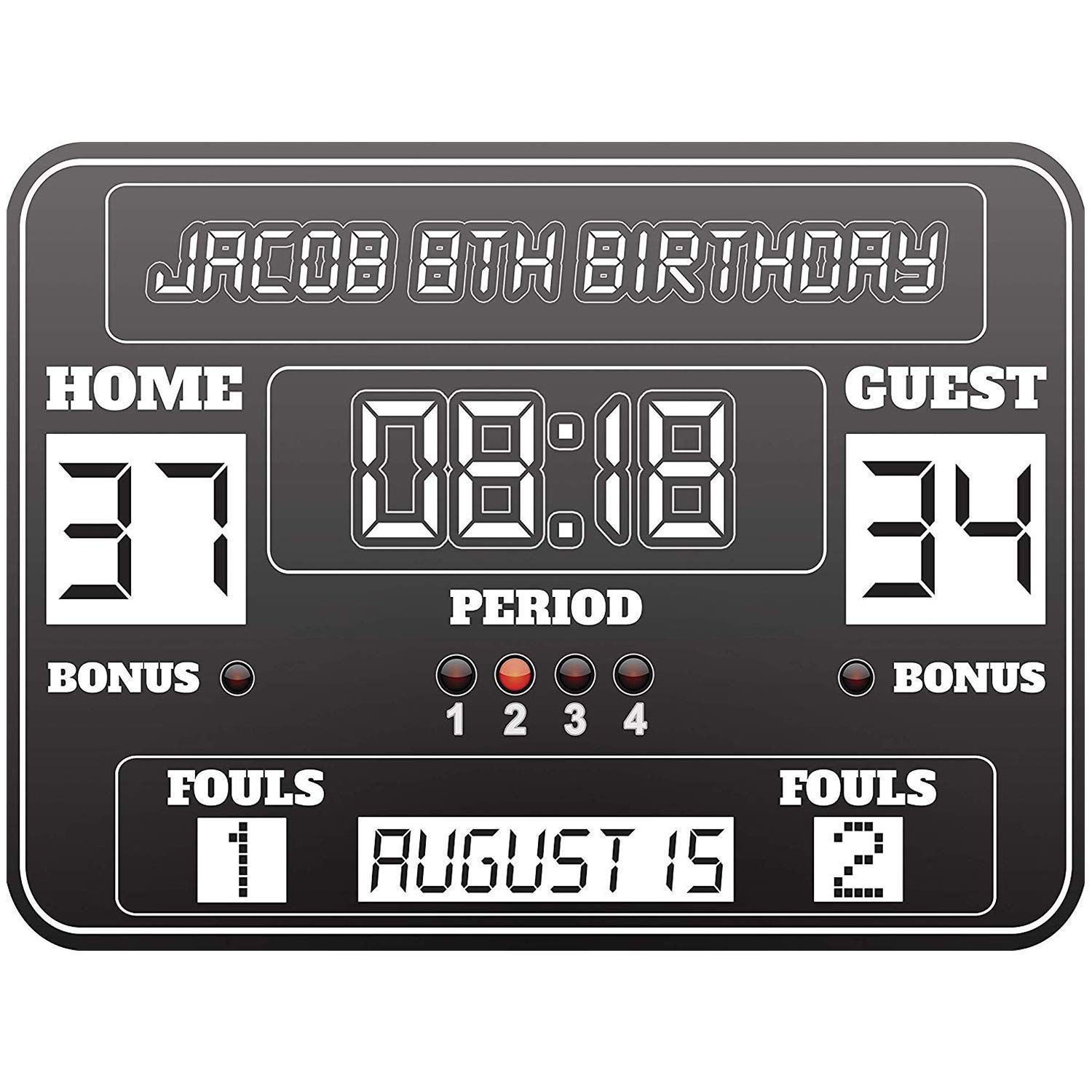 Basketball Birthday Party Banner Size 24x18, 36x24, 48x24 and 48x36 Basketball Scoreboard,Birthday Party Poster, Personalized Basketball Scoreboard, Scoreboard, Kids Party, Party Supply Poster Print