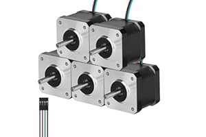 BESJMYT Nema 17 Stepper Motor 5pcs 1.7A 0.4Nm/56.64oz.in High Torque 1.8 Deg Standard Step Angle Bipolar 40mm(1.58inch) 2 Phase 4 Lead for 3D Printer/CNC Machine