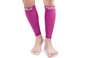 TOFLY® Calf Compression Sleeve for Men & Women, 1 Pair, Footless Compression Socks 20-30mmHg for Leg Support, Shin Splint, Pain Relief, Swelling, Varicose Veins, Maternity, Nursing, Travel, Rose M