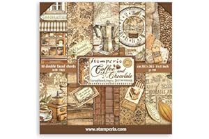 STAMPERIA Scrapbooking Small Pad 10 Sheets cm 20.3 x 20.3 cm (8 x 8 Inches) - Coffee and Chocolate