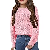 Girls Knit Sweaters Kids Fashion Chunky Crewneck Pullover Jumper Tops 5-14 Years