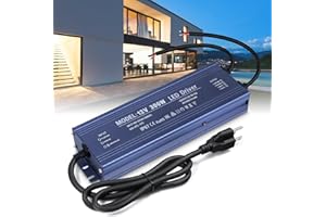 LED Driver 12V, BRIMETI LED Power Supply 300W Waterproof IP67 Transformer Adapter 110V AC to 12V DC Converter Low Voltage Output with 3-Prong Plug 3.3 Feet Cable for Outdoor LED Light Strip, 25 Amp