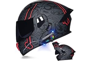 HELMETS AAREG Motorcycle Bluetooth Modular Helmet DOT Approved Dual Visor Full Face Flip up Integrated Motorcycle Helmets Double Visor Helmet Built-in Dual Speaker Microphone Waterproof Adults Men Women M-XXL