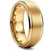 Valentines Day Gifts for Him - 8MM Tungsten Mens Wedding Band Ring Black Silver 18K Gold Plated Wedding Rings for Men Women Promise Ring Comfort Fit Scratch Resistant Mens Jewelry Size 6-14