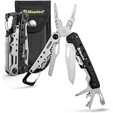 Maarten Lightweight Multitool Pliers, 11 in 1 Suspension Multi-Plier with Carabiner, Stainless Steel Portable Pocket Keychain Multi tool with Spring Pliers, Folding Saw, Bottle Opener and Sheath