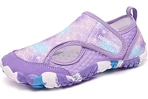 JouraLiyon Kids Water Shoes for Boys & Girls, Toddler to Big Kids Swim Shoes with Adjustable Hook and Loop Strap, Non-Slip Ru