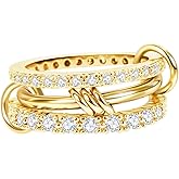 Verfimaci 18K Gold Plated Stackable Rings for Women,Dainty Multi-Link Rings,Chunky Stackable Cubic Zirconia Rings Set Non Tarnish Women Jewelry