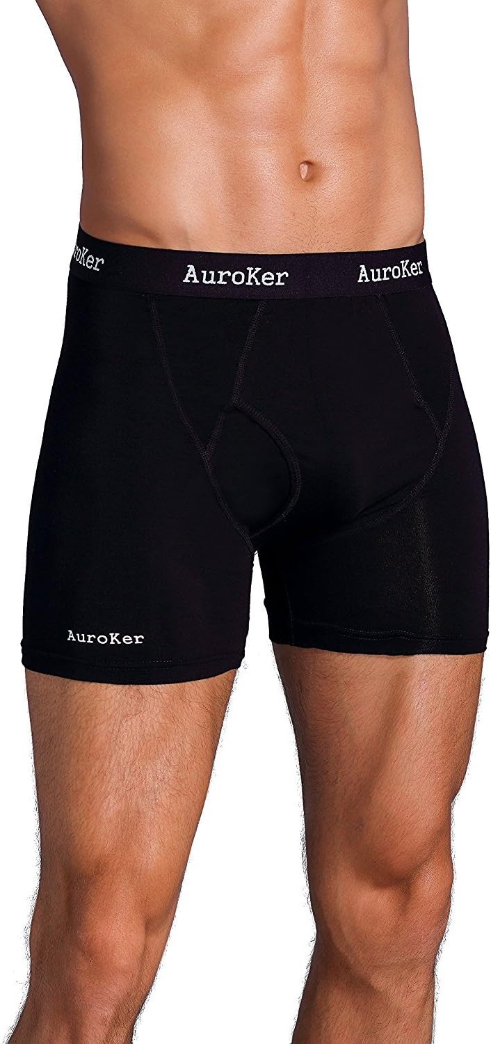 AuroKer Men's Boxer Briefs Breathable Bamboo Fiber Trunks Underwears Men(Black,M)