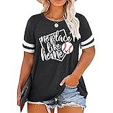 Plus Size Baseball Mom Shirt Women Love Heart Graphic Baseball T Shirt Mothers Day Baseball Gift Short Sleeve Tees