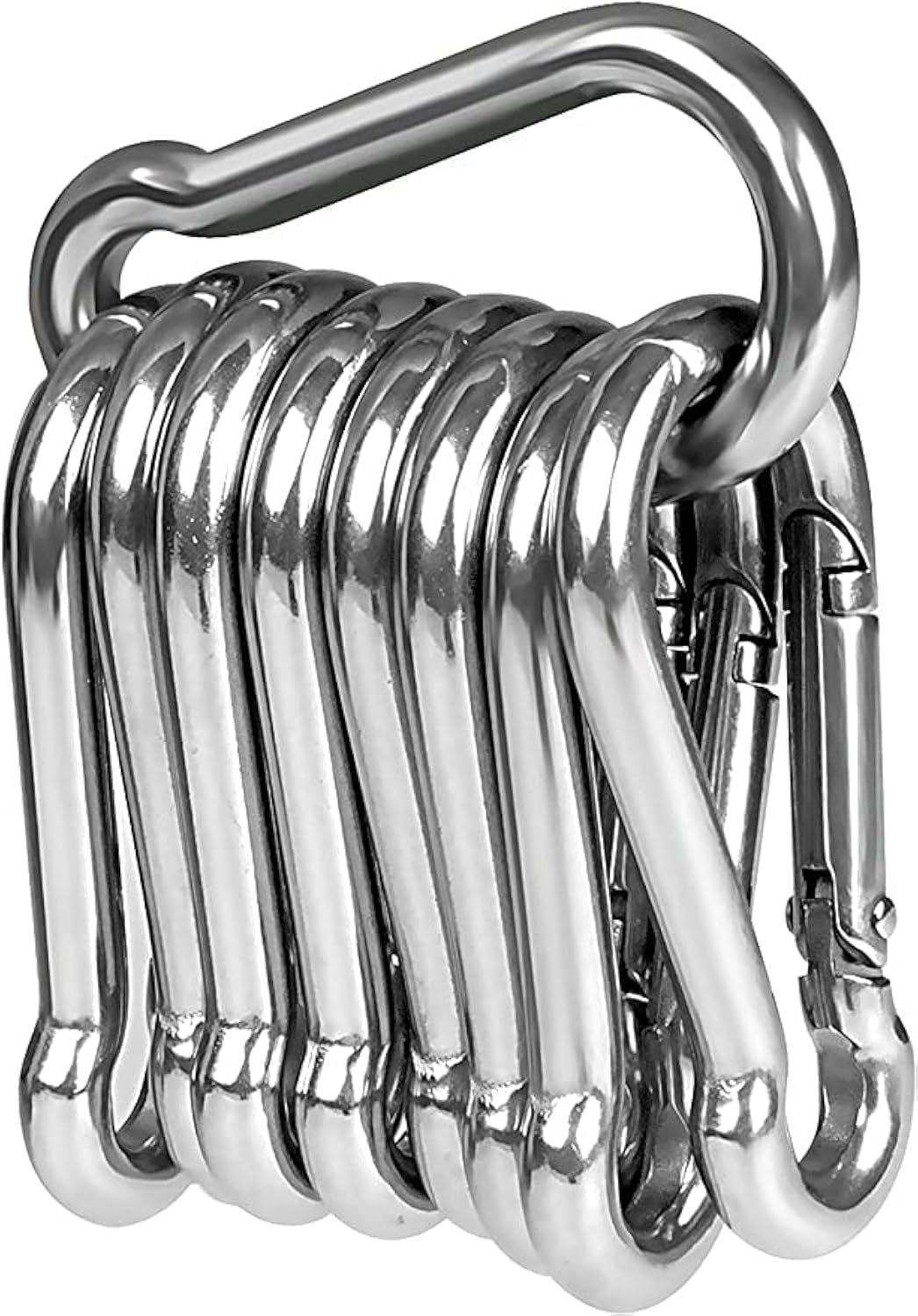 LISOPO 5pcs Carabiner Hooks M7 Heavy Duty 304 Stainless Steel, Snap Hooks Keychain Clips for Outdoor, Camping, Hiking, Lifting Aids and Handles with Eyelet