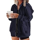 Eytino Womens Plus Size Long Sleeve Zip Up Oversized Casual Hoodies Sweatshirt Jackets with Pockets(1X-5X)