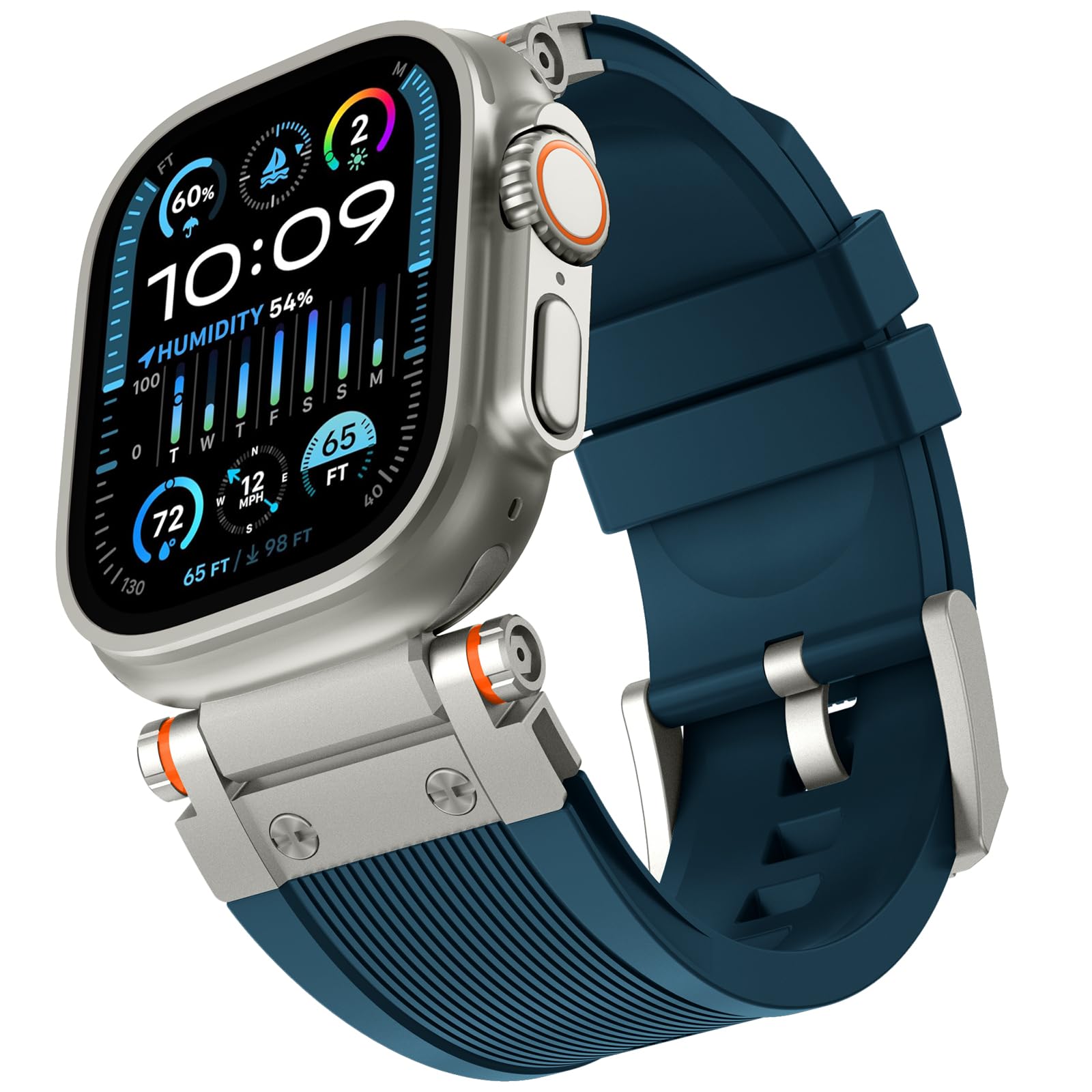 Strap for Apple Watch Ultra 2 49mm, Silicone Band Replacement Wristband Adjustable Bracelet Sport Straps for Apple Watch Ultra 2 iWatch Ultra Series 10 46mm Series 9 8 7 6 5 4 3 2 1 45mm 44mm 42mm