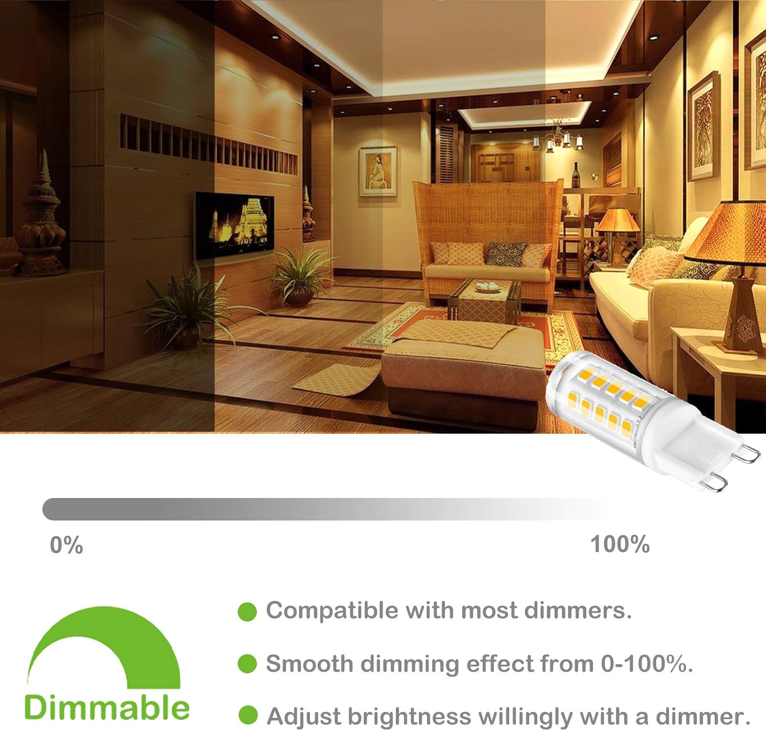 CHEERBEE G9 LED Bulbs Dimmable, Warm White 2700K, 3W G9 LED Light Bulb, 28W 33W 40W Halogens Equivalent, AC 220-240V, 325LM - Image 3