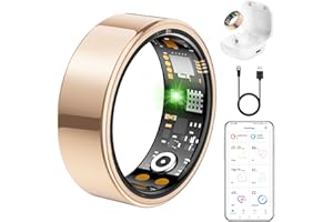 TIANTIANKA Ring Health Tracker for Women Men, Fit Ring with Heart Rate, Blood Oxygen, Sleep Monitor, Calories, Step Counter, IP68 Waterproof Smart Ring for iPhone & Android, No Subscription Fee (Rose Gold, 8#)