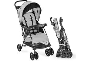Kolcraft Cloud Plus Lightweight Umbrella Stroller for Toddlers with Reclining Seat, Large Storage Basket, Canopy, Infant & Parent Trays, Compact Fold for Summer Travel, Durable Frame, Slate Gray
