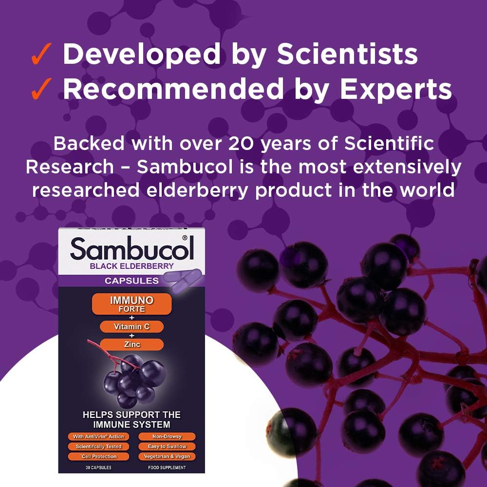 Sambucol Natural Black Elderberry Immuno Forte Capsules, New, 30 count (Pack of 1) - Image 5