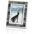 Zodax Mendocino Blue Carved Bone Photo Frame with White Borders (5x7)