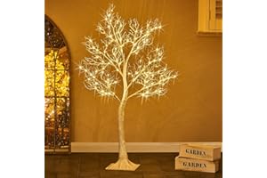 Fudios Lighted White Tree with 150 LED Fairy Lights 4FT for Christmas Party Home Holiday Indoor Outdoor Decoration, Lit Artificial Tree with Full Branches