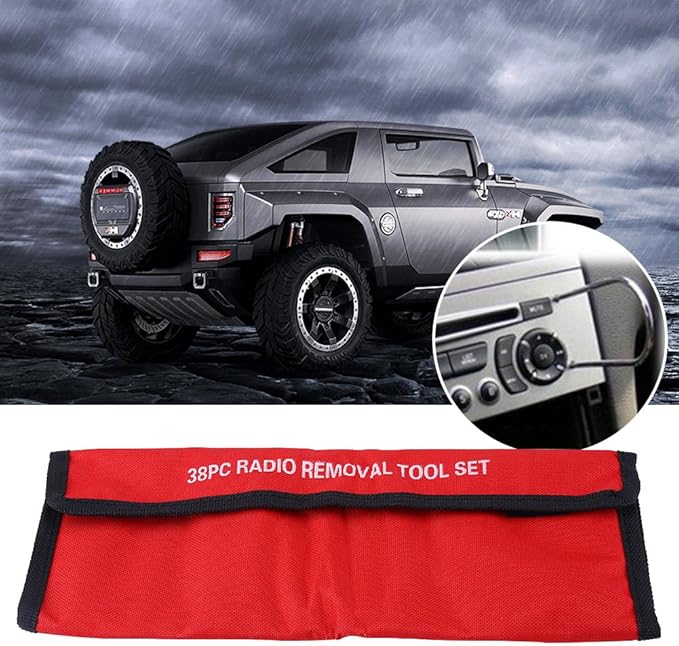 Qiilu Kit de herramientas de desmontaje de audio,Juego de llaves de liberación de radio para 38 kit de herramientas de ajuste de extracción estéreo de ...