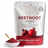 Organic 4-in-1 Beet Root Powder Drink Mix with Pomegranate, Raspberry & Ceylon Cinnamon | Beetroot Powder | Nitric Oxide Booster Powder for Energy & Endurance | Vegan, Non-GMO | 4.23 oz (24 Servings)