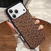 MOWIME Compatible with iPhone 17 Pro Max Wallet Case with Card Holder (2 Cards), Cheetah Print Shockproof Soft TPU Protective Cover Women Girls, Leopard Case for iPhone 17 Pro Max 6.9 Inch, Brown