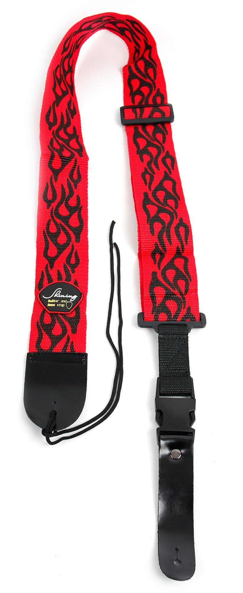 Red & Black Flame Universal Guitar Strap With Quick Release Clip - Perfect For Any Acoustic, Electric, Bass And Classical Guitar — image 1