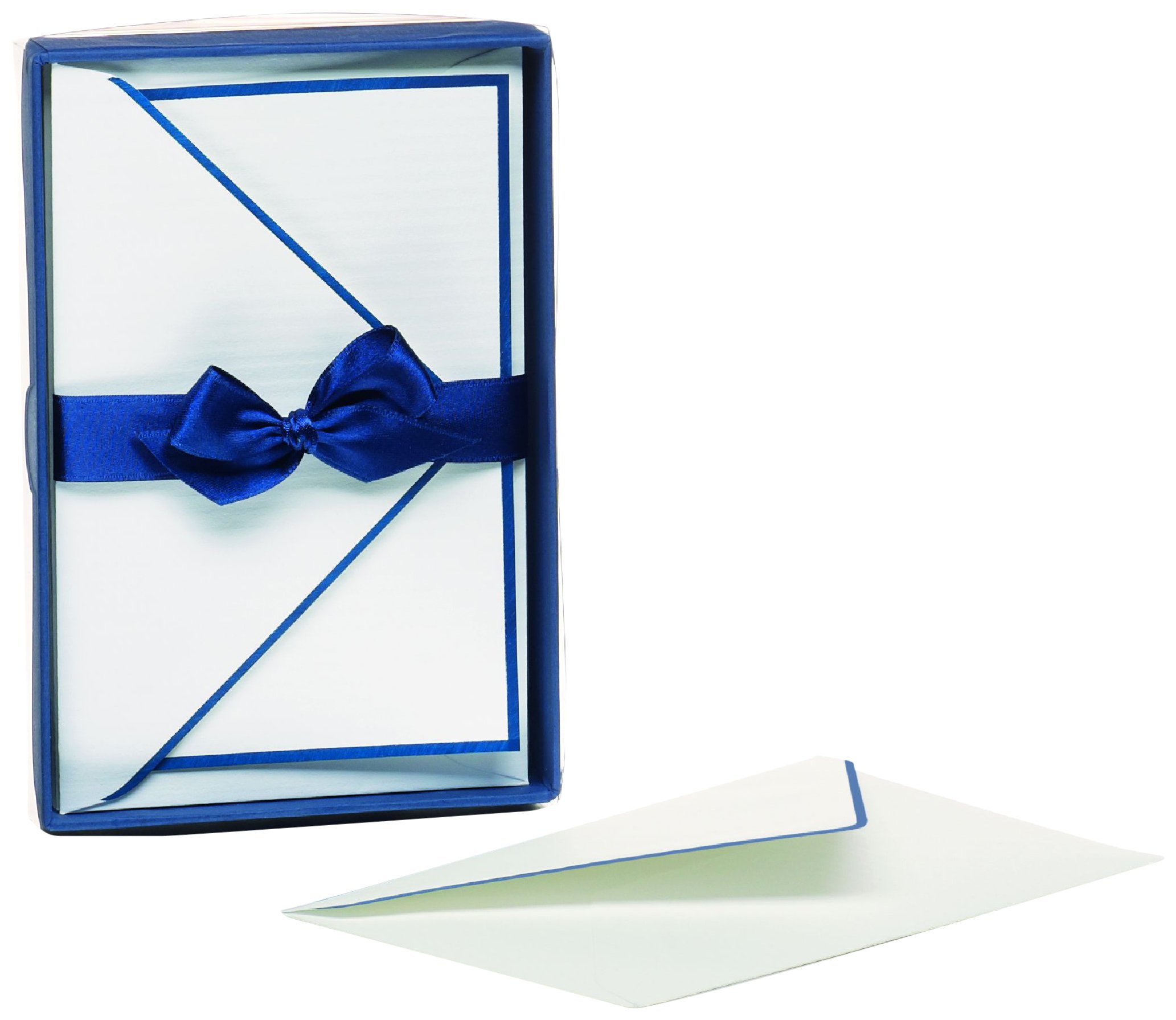 Rössler Papier 85 x 128 m 10/10 Ribbed Hand Bordered Card with Envelope - White/Navy