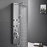 ROVATE 304 Stainless Steel Shower Panel Tower System, Wall Mounted Shower System with Adjustable Rainfall Shower Head, 6 Body