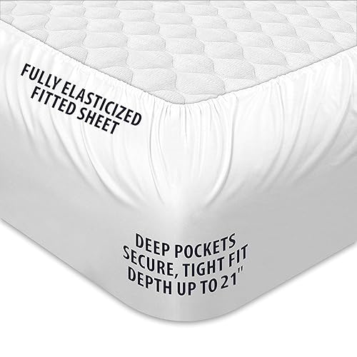 Queen Mattress Pad Quilted Fitted Mattress Cover Pillow Top